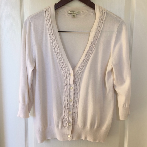 COPY - Banana Republic Creme 3/4 Cardigan Large - Picture 1 of 5